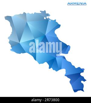 Vector polygonal Armenia map. Vibrant geometric country in low poly style. Cool illustration for your infographics. Stock Vector