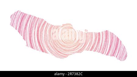 Saona Island map filled with concentric circles. Sketch style circles in shape of the island. Vector Illustration. Stock Vector