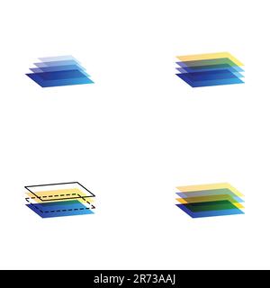 Layered paper sized stacks set Stock Vector