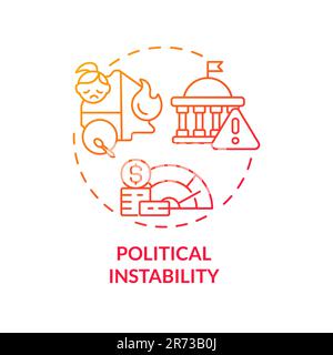 Political instability red gradient concept icon Stock Vector