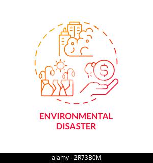 Environmental disaster red gradient concept icon Stock Vector