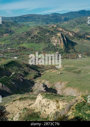 Typical landscape of the Sicilian hinterland in the winter season, Leonforte, Enna province, Sicily, italy Stock Photo