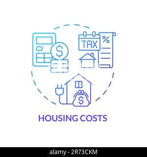 Housing costs blue gradient concept icon Stock Vector