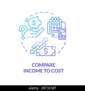 Compare income to cost blue gradient concept icon Stock Vector