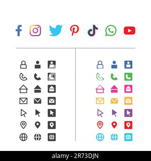 social media and  business card icons Stock Vector