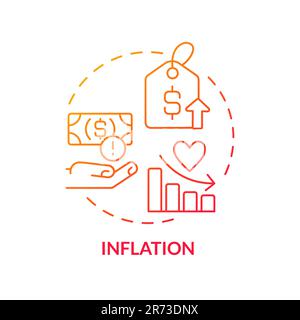 Inflation red gradient concept icon Stock Vector