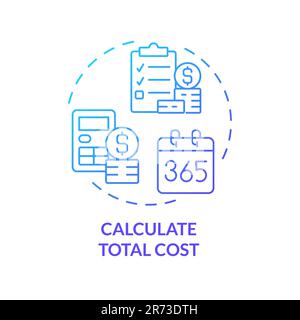 Calculate total cost blue gradient concept icon Stock Vector