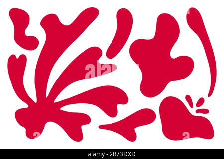 Matisse abstract floral algae shapes in trendy contemporary organic style. composition Doodle painted aestethic flower and leaf. Botanic vector Stock Vector