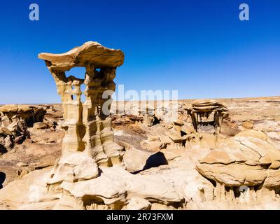 The Alien Throne. Otherworldly hoo doos in remote, rural New Mexico, USA. Stock Photo