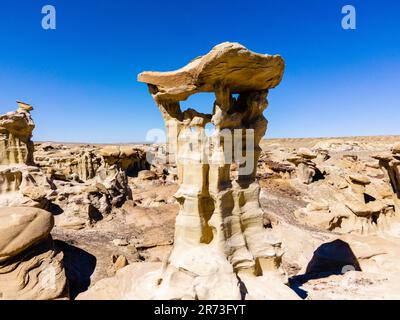 The Alien Throne. Otherworldly hoo doos in remote, rural New Mexico, USA. Stock Photo