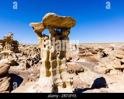 The Alien Throne. Otherworldly hoo doos in remote, rural New Mexico, USA. Stock Photo