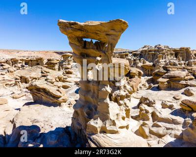 The Alien Throne. Otherworldly hoo doos in remote, rural New Mexico, USA. Stock Photo