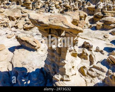 The Alien Throne. Otherworldly hoo doos in remote, rural New Mexico, USA. Stock Photo