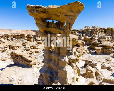 The Alien Throne. Otherworldly hoo doos in remote, rural New Mexico, USA. Stock Photo