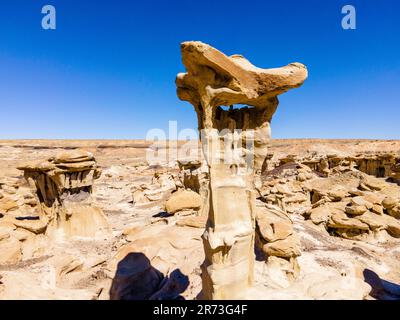 The Alien Throne. Otherworldly hoo doos in remote, rural New Mexico, USA. Stock Photo