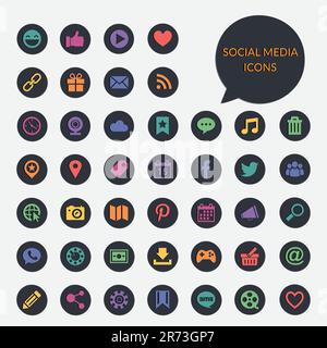 collection of social media icons in vectors Stock Vector