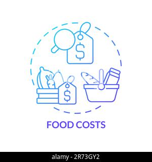 Food costs blue gradient concept icon Stock Vector