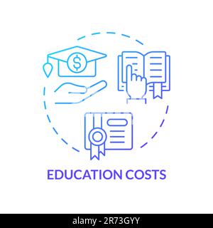 Education costs blue gradient concept icon Stock Vector