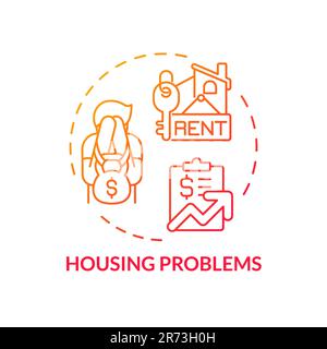 Housing problems red gradient concept icon Stock Vector