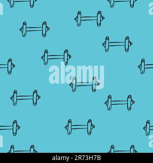 Abstract seamless pattern with the dumbbells. Sport seamless pattern. Stock Vector
