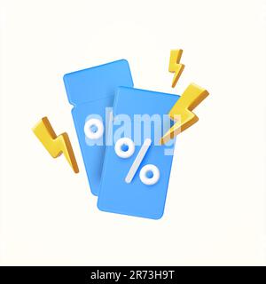 3d voucher coupons with lightning bolts, flash icons, isolated on background. Concept for promotion, flash sales, online shopping, commerce, retail. 3d vector illustration. Vector illustration Stock Vector