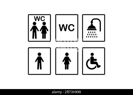 People icon set . Toilet icons . No smoke sign . Recycle sign . Invalid icon . Vector illustration Stock Vector