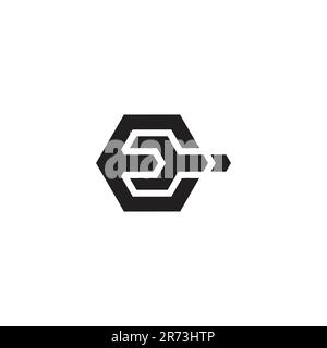 letter e wrench hexagon geometric logo vector Stock Vector