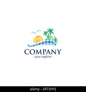Beach Logo Simple Concept. Traveler Logo Design Stock Vector