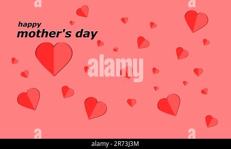 happy mother's day greeting design. love. Beautiful Confetti Hearts Falling on Background. suitable for banner, greeting card, poster. Vector Stock Vector