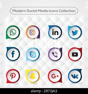 Modern social media icons collection template Stock Vector