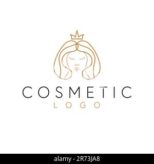 Cosmetic vector logo design. Woman face logotype. Beauty industry logo template. Stock Vector