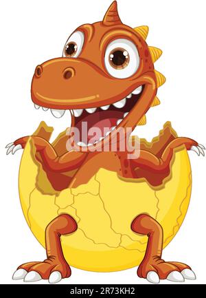 Little Dinosaur Monster Hatching from Egg illustration Stock Vector