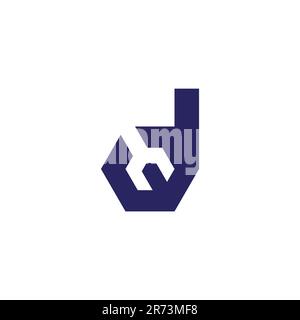 letter d simple geometric wrench logo vector Stock Vector