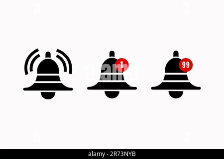 Bell icon. Alert notification button. Alarm notice vector sign. Sipmle flat ring message or subscription symbol Stock Vector