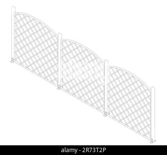 Contour Chain link fence. Metal Wire Fence. Outline Wire grid construction. Creative vector illustration of chain link fence wire mesh steel metal.. Stock Vector