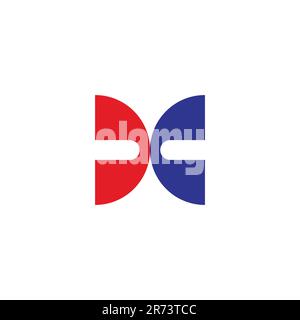 letter dc opposite direction colorful simple logo vector Stock Vector