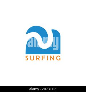motion waves simple surfing fun logo vector Stock Vector