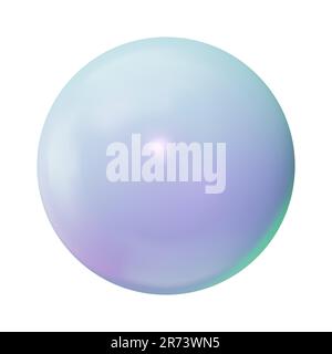 3d plastic abstract light purple sphere. Gradient pearl isolated on white background. 3d clay glossy realistic ball with place for your text. Glass bu Stock Vector