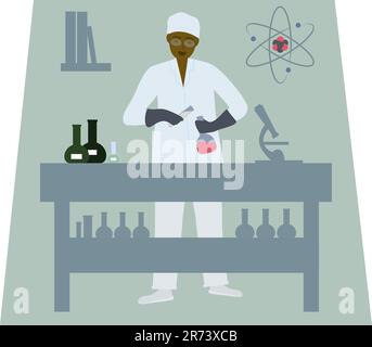 Scientist working in a chemical laboratory. Vector illustration Stock Vector