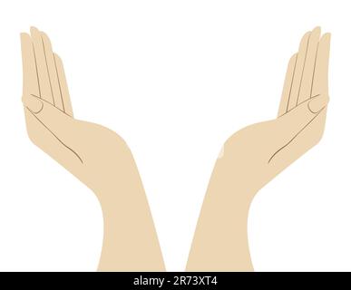 Human cupped hands Design element for volunteering charity, support and peace. Vector illustration Isolated on white background Stock Vector