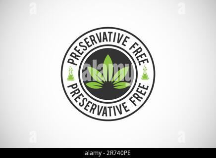Preservatives free natural organic food package label. No additives, no preservatives. natural food. Vector illustration Stock Vector