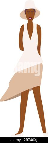 Full length portrait of girl illustration Design element Vector illustration Isolated on white background Stock Vector