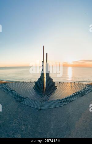 July 16, 2022: dawn at Nghinh Phong cape, Tuy Hoa city, Phu Yen province, Vietnam Stock Photo