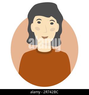 Woman face avatar illustration on beige circle background Design element Vector illustration Isolated on white background Stock Vector