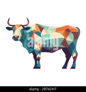 Beautiful image of a cow. Cute polygonal cow isolated. Cow in triangular style. Vector illustration Stock Vector