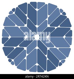 Mosaic snowflake Stained glass Abstract pattern Blue monochrome vector illustration. Stock Vector