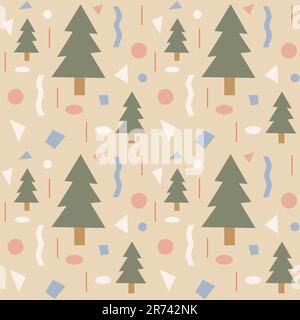 Paper Christmas Tree Seamless Pattern Holiday background Vector illustration Stock Vector