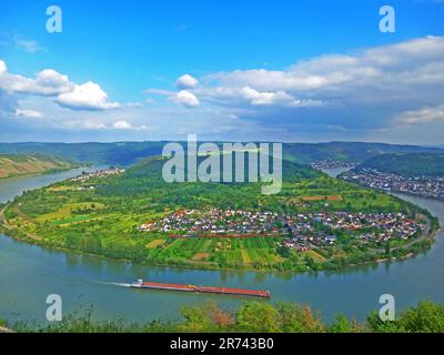 aerial view on Boppard meander, Germany Stock Photo