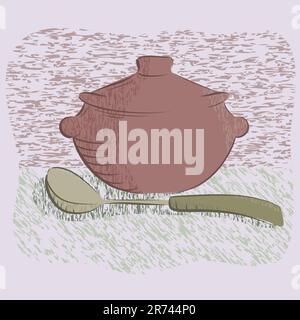 hot silver pan tableware isolated for you.Vector illustration Stock Vector