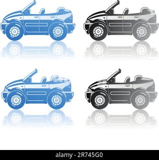 vector illustration of  convertible (two door and four door) Stock Vector